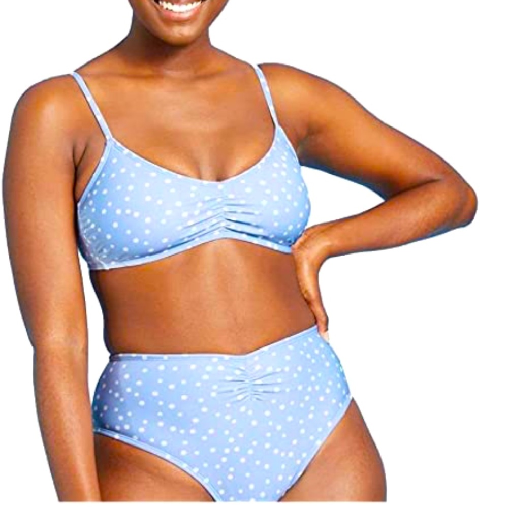 Xhilaration Junior’s Plus Light Blue Dot Print Bikini Set (Size 24/26)